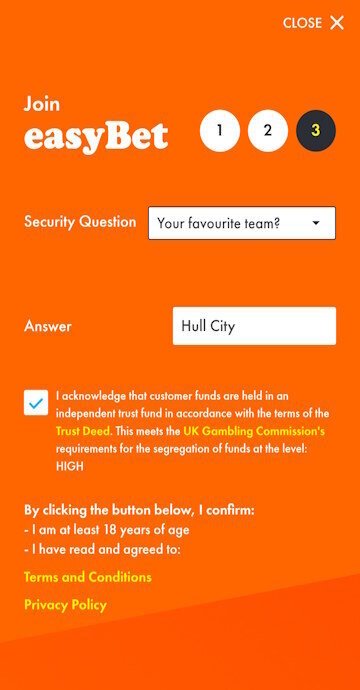 Fill your details to sign up to EasyBet