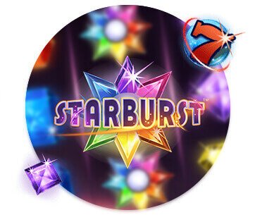 Starburst game logo with a colourful background