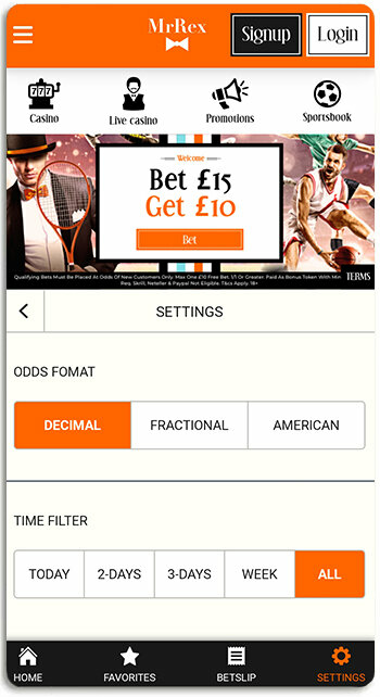 How to bet with decimal odds on Mr Rex