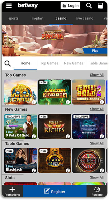 Betway casino mobile casino looks like this