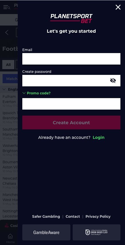 Where to enter Planet Sport Bet promo code