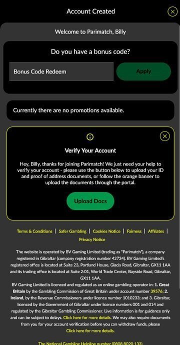 How to claim Parimatch bonus