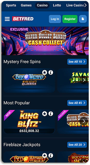Betfred mobile casino looks like this