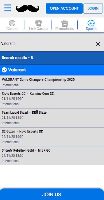 MrPlay esports menu screenshot highlighting Valorant betting.