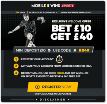 Mobilewins free bet is available for new players with a promo code