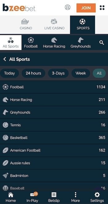 Mobile betting at Bzeebet