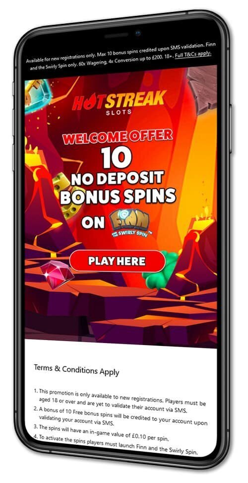 Phone with a free spin bonus offer visible