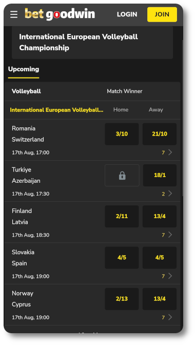 This is what betgoodwin volleyball betting looks like on mobile