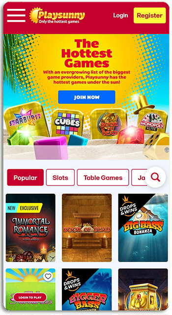 This is how PlaySunny online casino looks like
