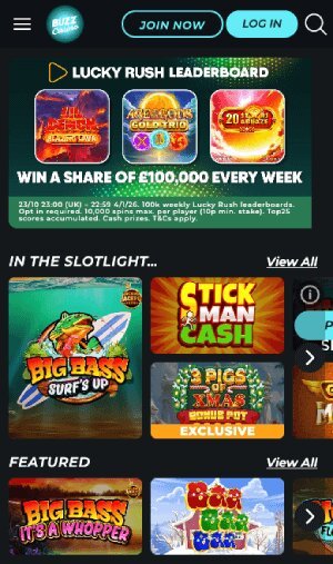 Buzz Casino on mobile