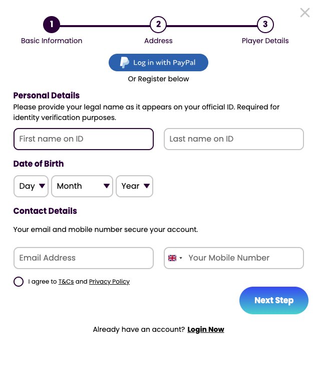 Space Wins Casino registration window