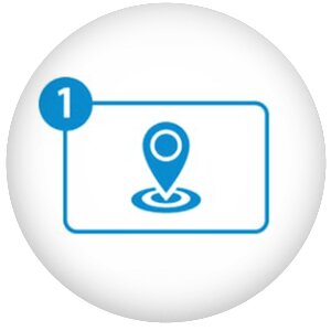 Step 1 location icon with Paysafe colours
