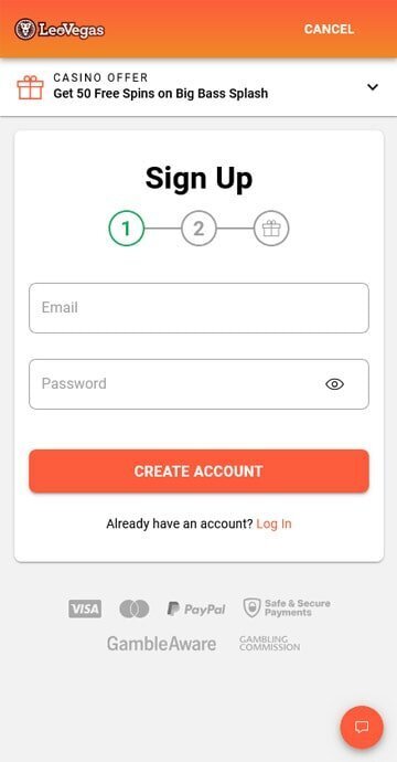 LeoVegas codes are added during sign up