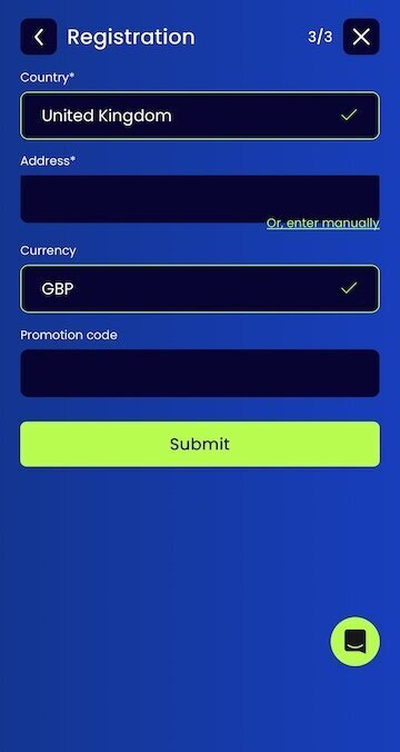 Promo code upon registration at Dazzle Casino