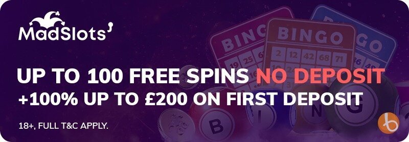 A banner showing MadSlots bingo promotion