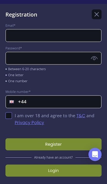 Registration window at Jazzy Spins