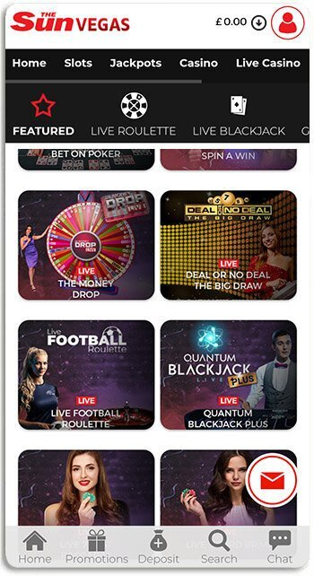 The Sun Vegas has plenty of live casino games