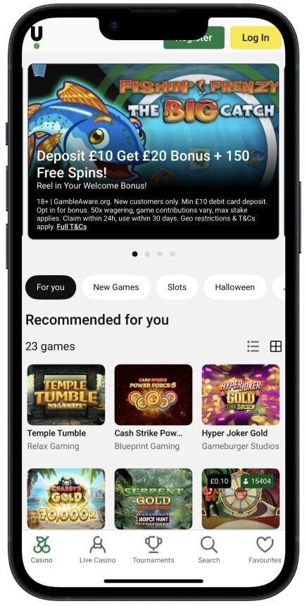 Play on Unibet mobile casino app