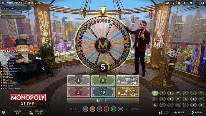 Monopoly live casino game