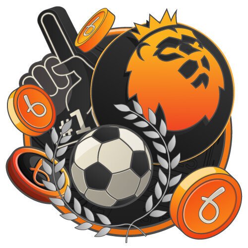 Bojoko themed illustration with football, coins and premier league logo