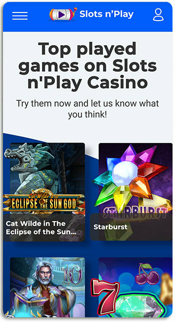 How Slots n' Play mobile casino looks like