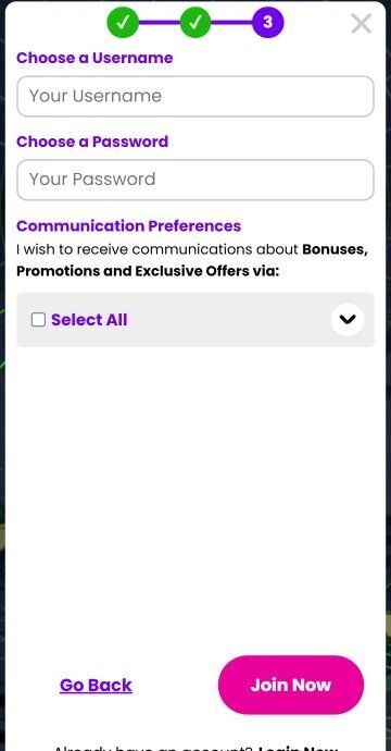 Add your details during Wizard Slots registration