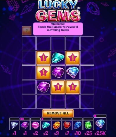 Lucky Gems £5 scratch card