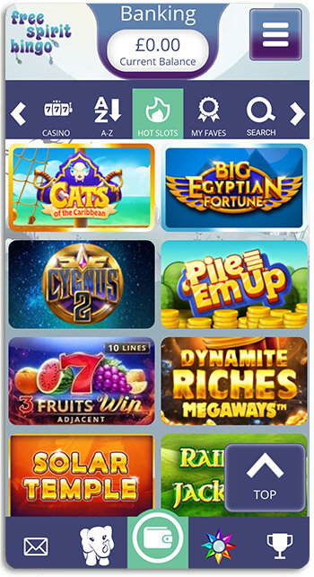 How Free Spirit Bingo casino looks like on mobile