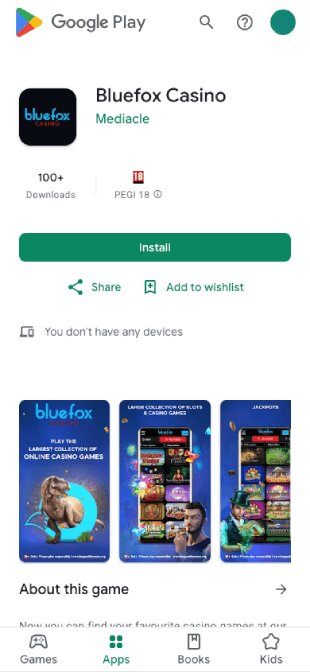 BlueFox Casino app in Play Store November 2025