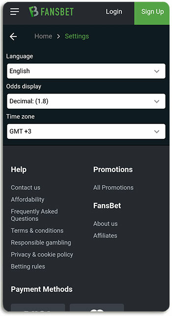 How to change odds display on Fansbet