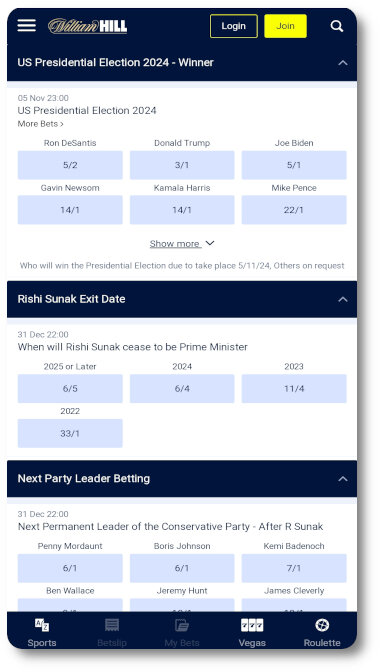 Bet on politics at William Hill