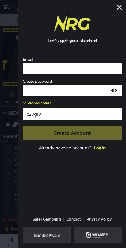Where to enter NRG promo code