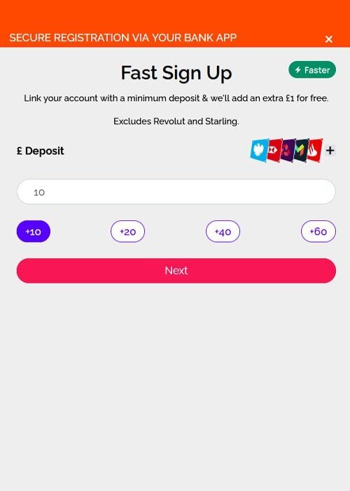 Choose how much you want to deposit