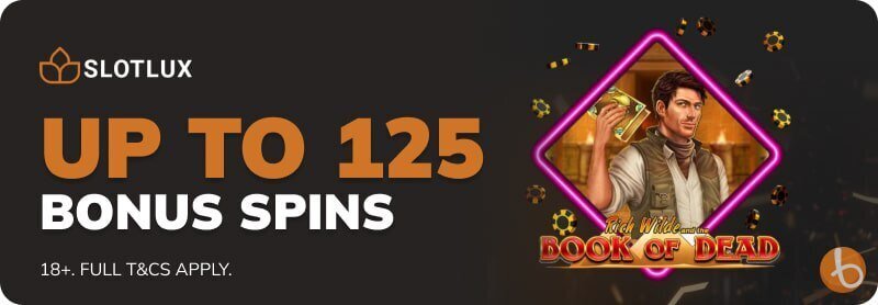 SlotLux gives you up to 125 bonus spins with three deposits