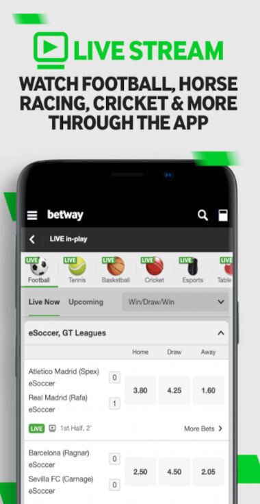 Betway mobile app live stream betting