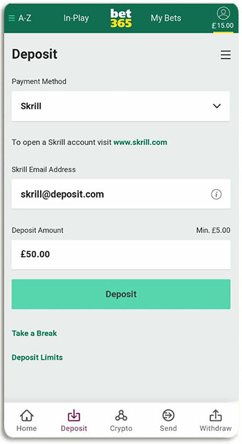 This is how to make a Skrill deposit to a betting site