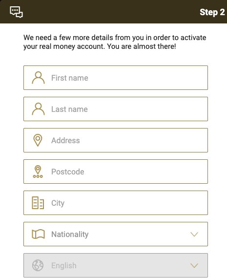Add your details during Mega Riches registration