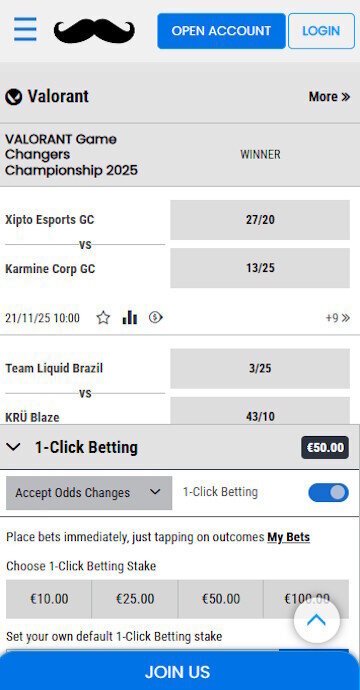 MrPlay bet slip screenshot displaying a confirmed Valorant bet