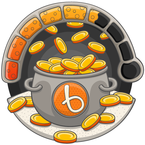Halfway filled meter with coins and a Bojoko symbol pan