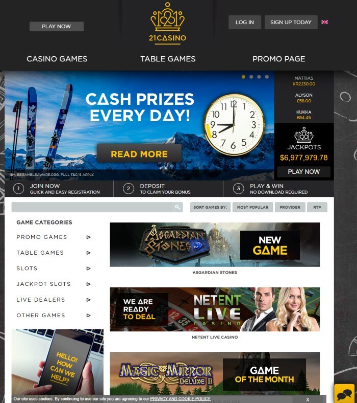 21 Casino in December 2017