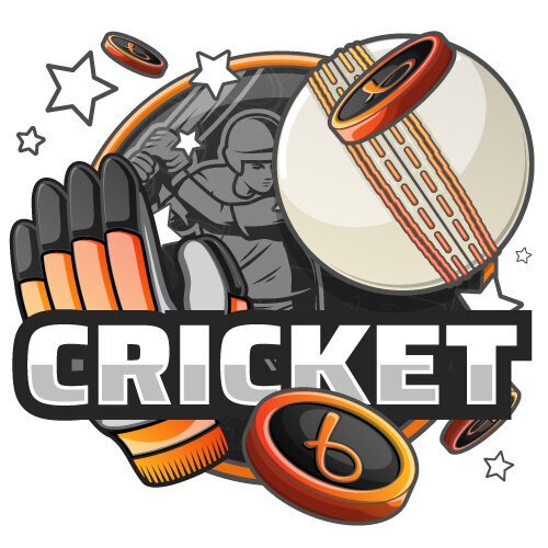 An illustration of cricket gloves and ball with Bojoko coins