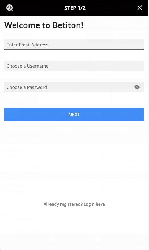 Create an account at Betiton