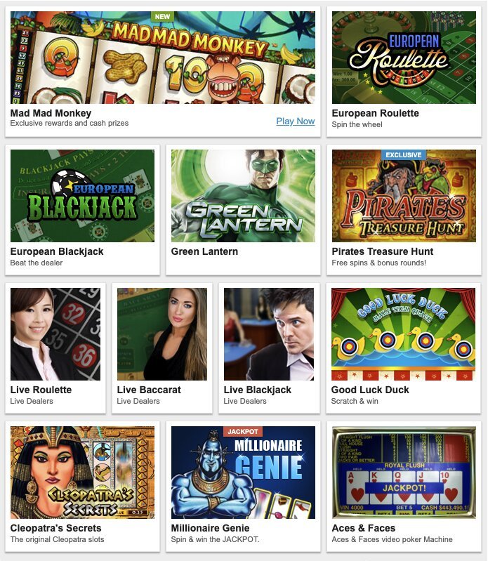 Playmillion games view in April 2014