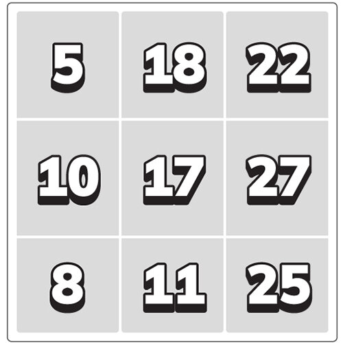 How a 30-ball bingo card looks like