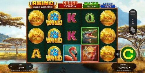 Rhino Hold and Win slot has big jackpots