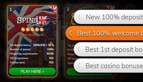 Find a 100% match bonus casino from our casino list