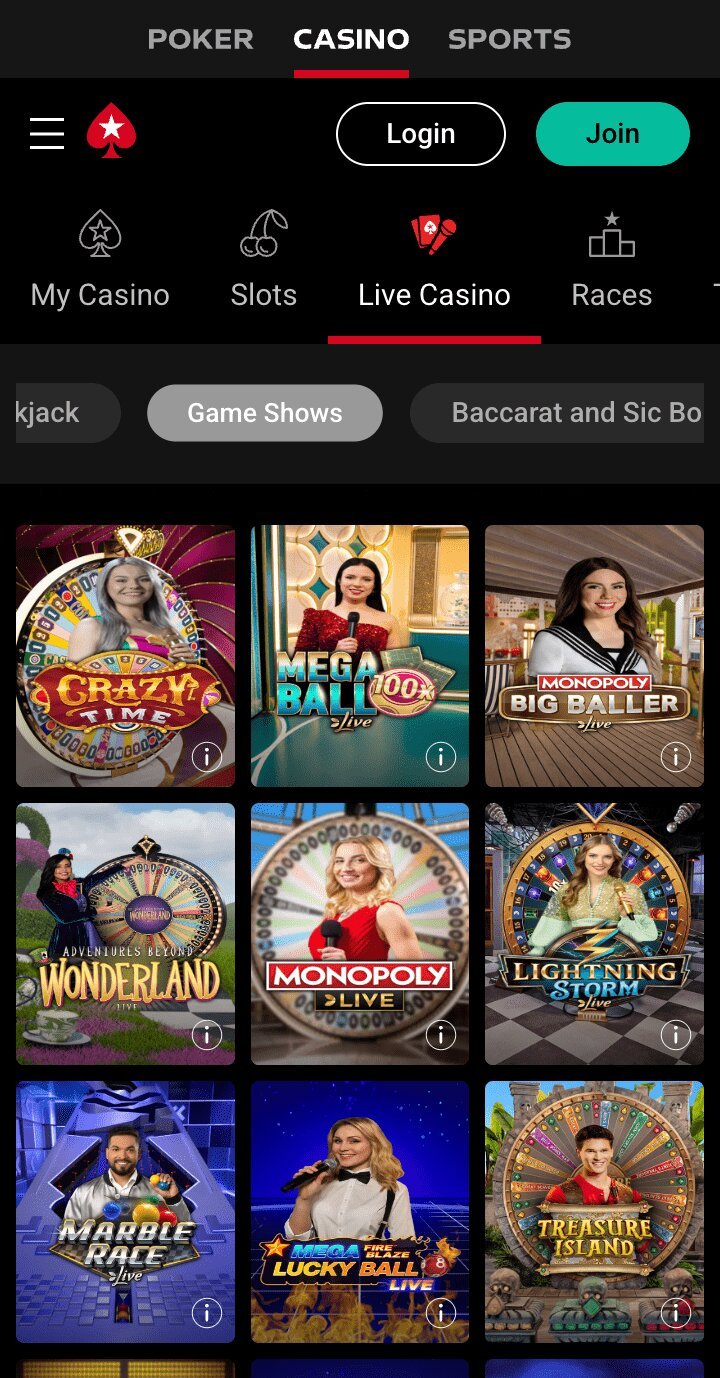 Pokerstars live casino