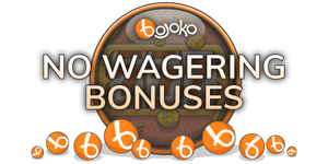 no wagering casino bonuses banner in Bojoko style