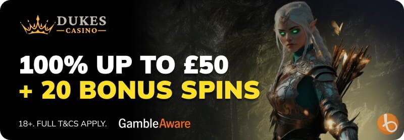 Dukes Casino bonus banner