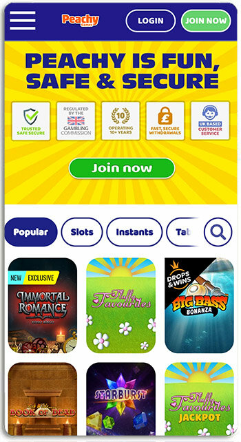 How Peachy Games online casino looks like
